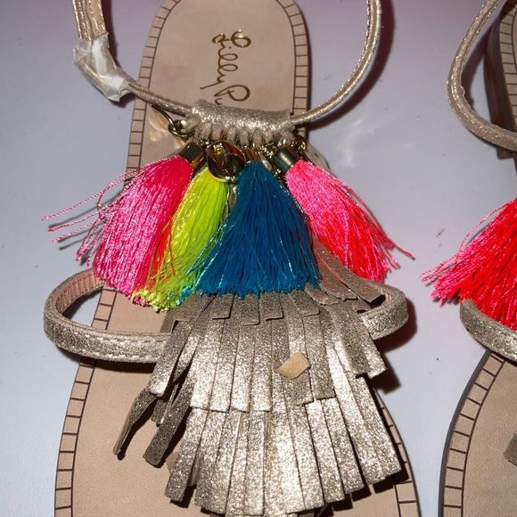 Lilly Pulitzer NWT Zoe Sandals Gold Metallic Size 7, 9.5 M - Picture 11 of 16